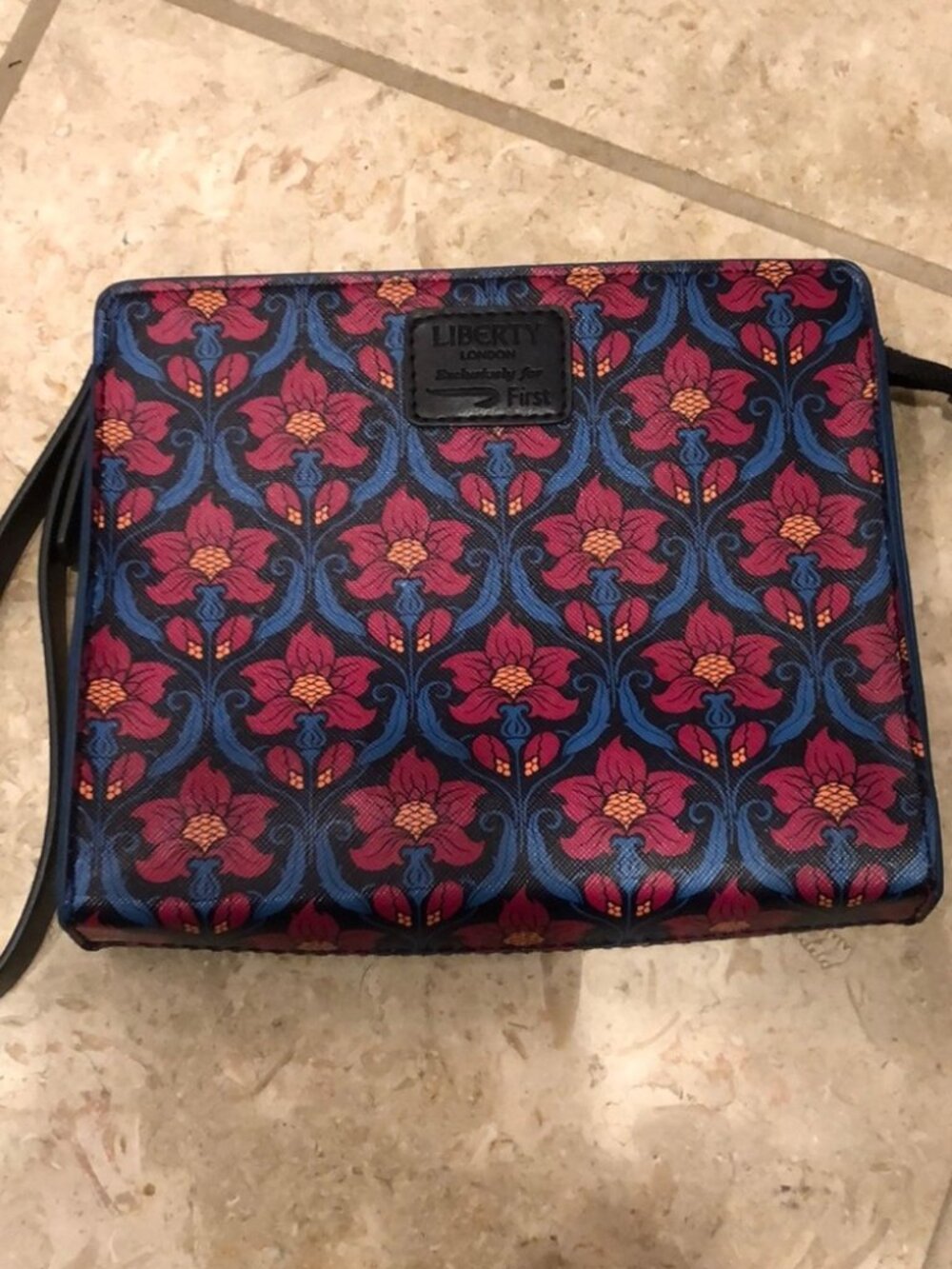 New Liberty London colorful floral square mini clutch wristlet toiletry handbag